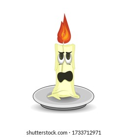 Small candle with an expression of anxiety