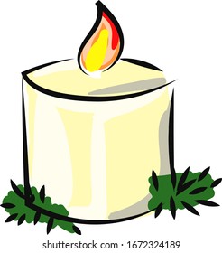 Small candle, illustration, vector on white background.