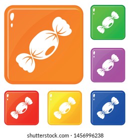 Small candy icons set collection vector 6 color isolated on white background