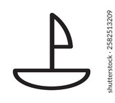 Small canoe icon designed with simple lines for outdoor or sport themes.