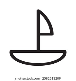 Small canoe icon designed with simple lines for outdoor or sport themes.