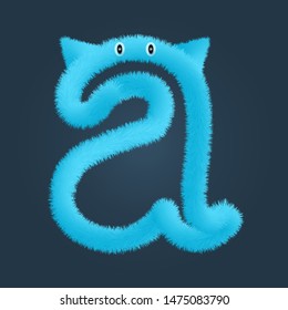 Small cap letter a fluffy logo isolated. Alphabet vector image
