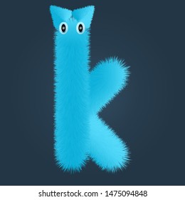 Small cap letter k fluffy logo isolated. Alphabet vector image