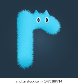 Small cap letter r fluffy logo isolated. Alphabet vector image