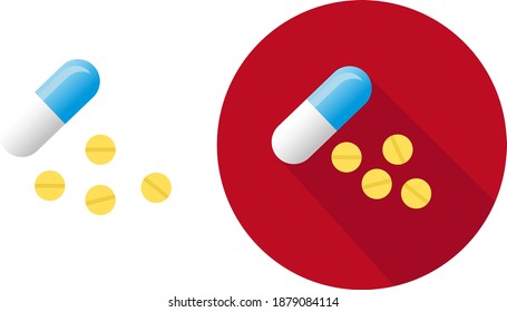 Small capsules ,illustration, vector on white background.