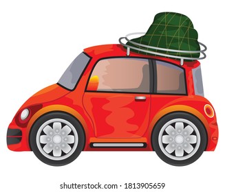 small car with baggage vector design
