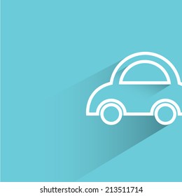 small car, blue background, flat and shadow theme design