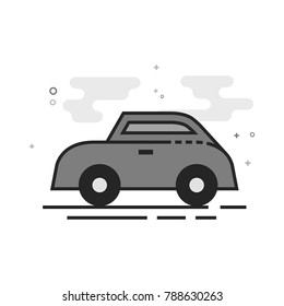 Small car icon in doodle sketch lines. Vector illustration.