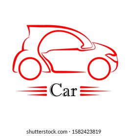 small car logo with hand drawn style