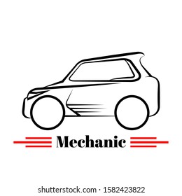 small car logo with hand drawn style