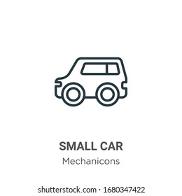 Small car outline vector icon. Thin line black small car icon, flat vector simple element illustration from editable mechanicons concept isolated stroke on white background