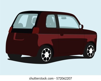 Small car red realistic vector illustration isolated