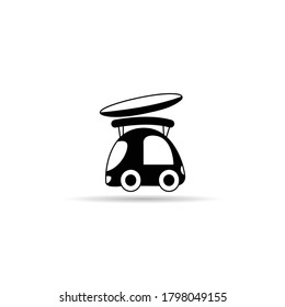 small car and surfboard icon on white background vector