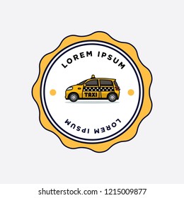 Small Car  Taxi Cab Vector Illustration Badge Flat Style Design