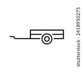 Small car trailer icon. Black contour linear silhouette. Editable strokes. Side view. Vector simple flat graphic illustration. Isolated object on a white background. Isolate.