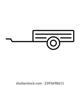 Small car trailer icon. Black contour linear silhouette. Editable strokes. Vector simple flat graphic illustration. Isolated object on a white background. Isolate.