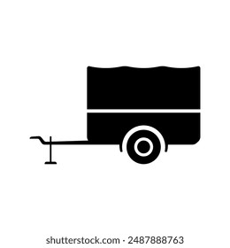 Small car trailer icon. Black silhouette. Side view. Vector simple flat graphic illustration. Isolated object on a white background. Isolate.