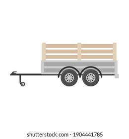 Small Car Trailer Icon. Colored Silhouette. Side View. Vector Flat Graphic Illustration. The Isolated Object On A White Background. Isolate.