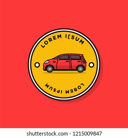 Small Car Vector Illustration Badge Flat Style Design