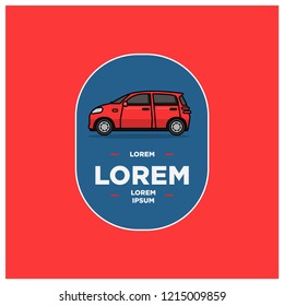 Small Car Vector Illustration Badge Flat Style Design