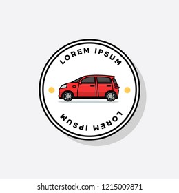 Small Car Vector Illustration Badge Flat Style Design