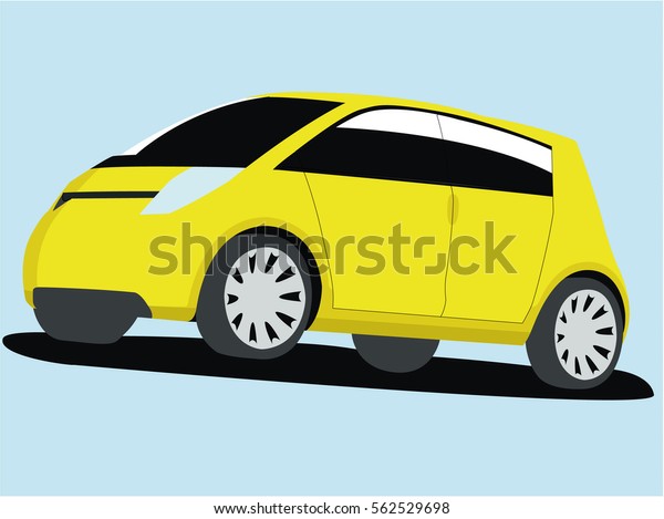 Small\
car yellow realistic vector illustration\
isolated