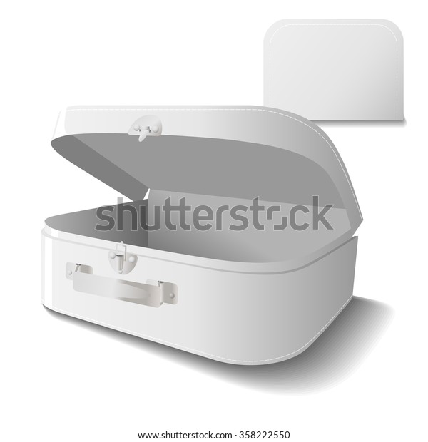 Download Small Cardboard Suitcase Template Handle White Stock Vector Royalty Free 358222550