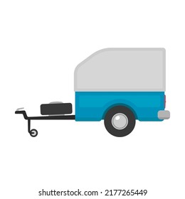 Small cargo car trailer icon. Caravan. Color silhouette. Side view. Vector simple flat graphic illustration. Isolated object on a white background. Isolate.