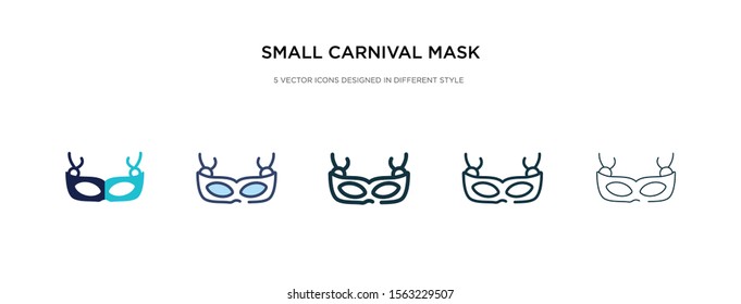 small carnival mask icon in different style vector illustration. two colored and black small carnival mask vector icons designed in filled, outline, line and stroke style can be used for web,