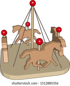 Small carousel, illustration, vector on white background.
