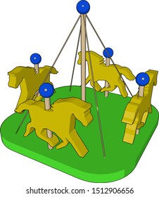 Small carousel, illustration, vector on white background.