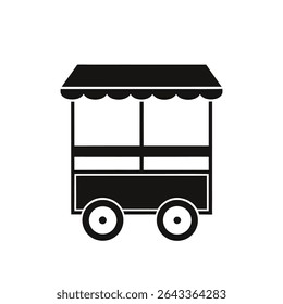 Small Cart Silhouette Icon on White Background for Shopping, Retail, and Online Store Concepts
