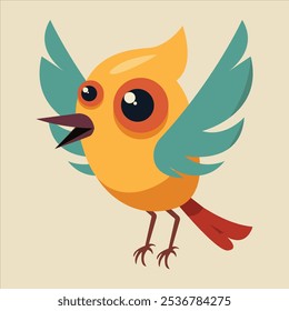 Pequeña Ilustración vectorial de pájaro de dibujos animados para niños