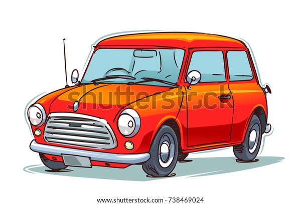 Small Cartoon\
Car Isolated on White\
Background