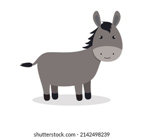 Pequeña caricatura de burro. Ilustración vectorial aislada. Eps 10