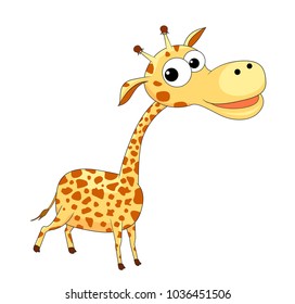 A small cartoon giraffe on a white background.  