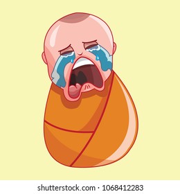 A small cartoon monk. Vector illustration isolated on soft yellow background.