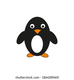 Small cartoon penguin in flat style. 
Vector illustration.