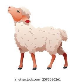 Small cartoon sheep. Lamb flat vector illustration. Funny baby sheep with curly wool. Farm animal art isolated on white background