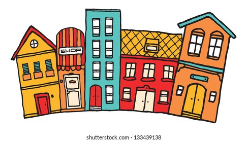 Small cartoon town / Cute colorful neighborhood