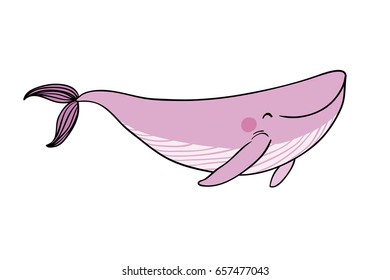 A small cartoon whale. Nice little fish. Animals of the sea.
