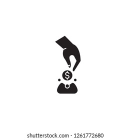 Small cash purse black vector concept icon. Small cash purse flat illustration, sign