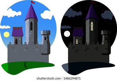 Small castle day and night