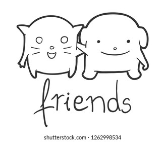 small cat and dog friends