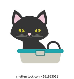 small cat sitting grooming pet bathtub vector illustration eps 10