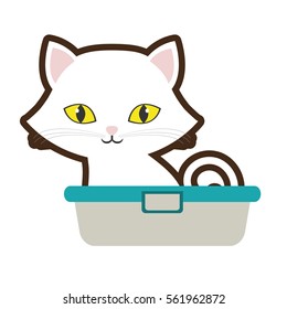 small cat sitting yellow eyes bathtub vector illustration eps 10