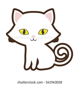 small cat sitting yellow eyes vector illustration eps 10