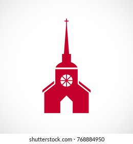 Small catholic cathedral icon vector illustration on white background