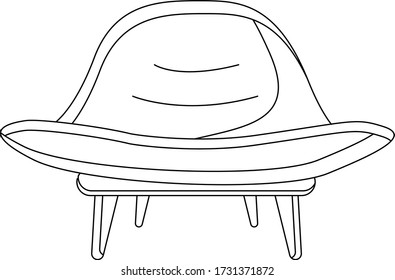 Small chair interior silhouette icon in one line