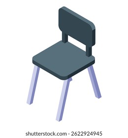 Small chair with metal legs standing on white background, isometric view